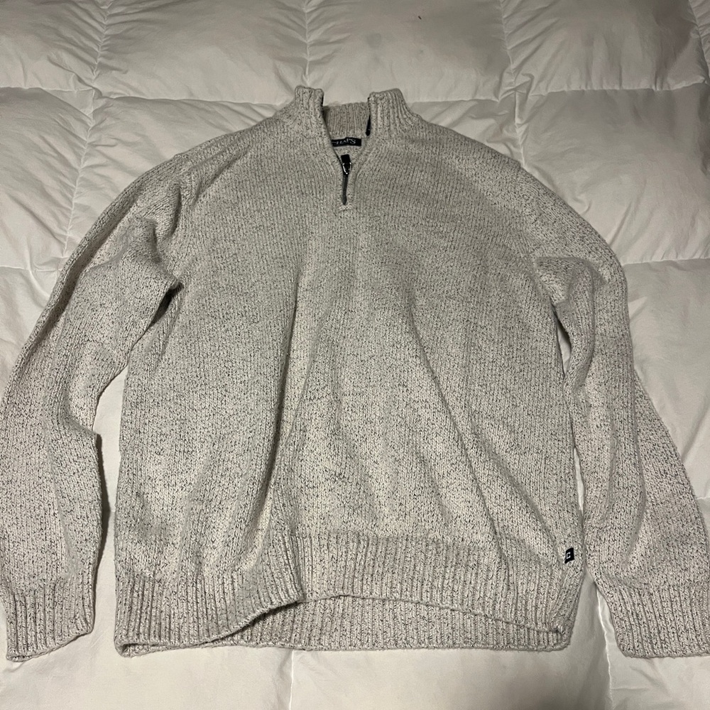 Vintage Chaps Men's Light Gray Quarter Zip Sweater